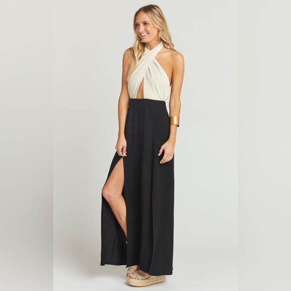 Show Me Your Mumu Millie Maxi linen Dress in Domino, XS/S - Picture 3 of 5